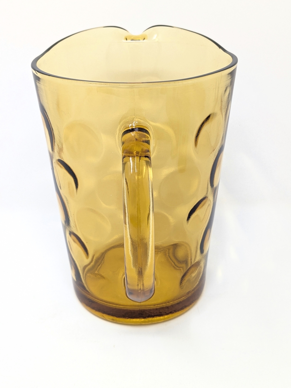 Vintage Hazel Atlas Amber Mid Century Pitcher and 5-Glass Set Retro Dot Pattern - Picture 14 of 15
